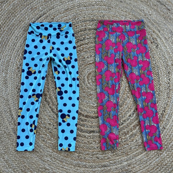 Women's LuLaRoe x Disney leggings Lot of 2 pair Minnie and Mickey Print One-size - Picture 1 of 11